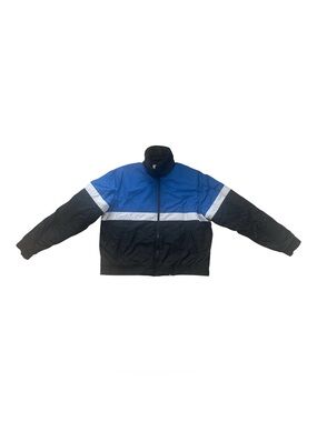Vintage Weather Breaker Blue and Black Colorblock Puffer Jacket